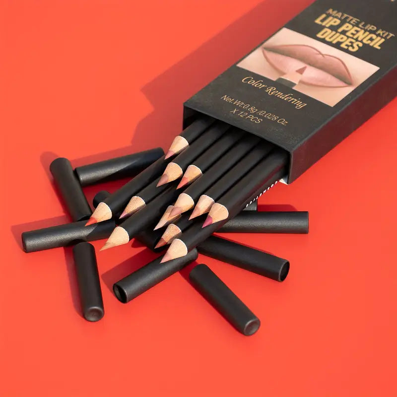 Set van 12 matte lippenstiften en lip liners - Mijn winkel