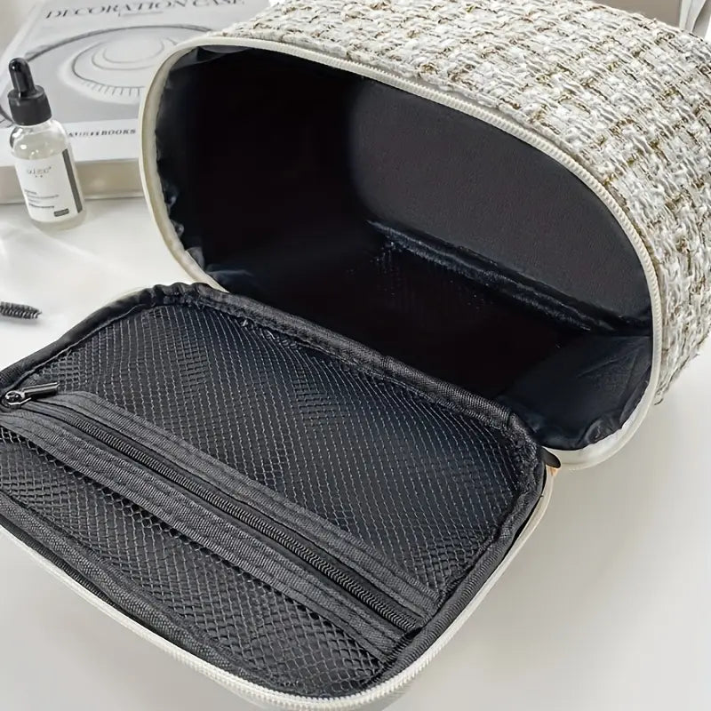 Elegante Geruite Cosmetica Tas - Grote Capaciteil - Mijn winkel