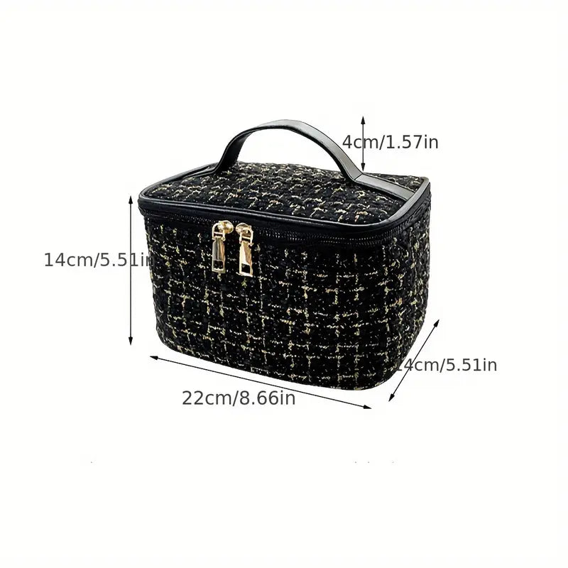 Elegante Geruite Cosmetica Tas - Grote Capaciteil - Mijn winkel