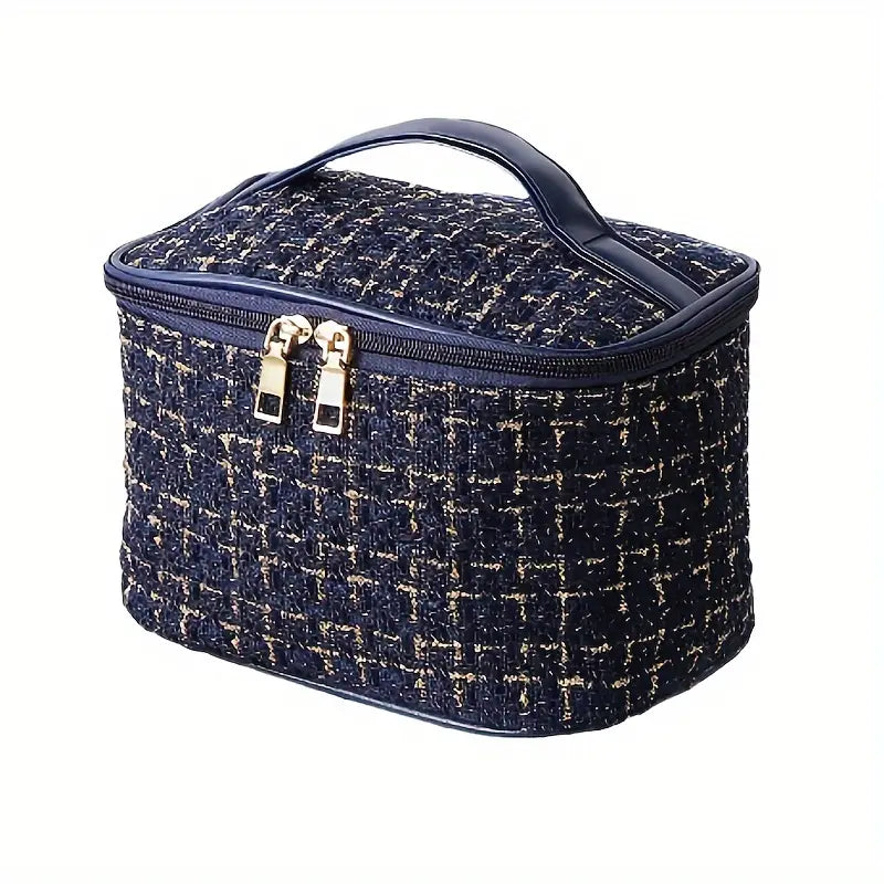 Elegante Geruite Cosmetica Tas - Grote Capaciteil - Mijn winkel
