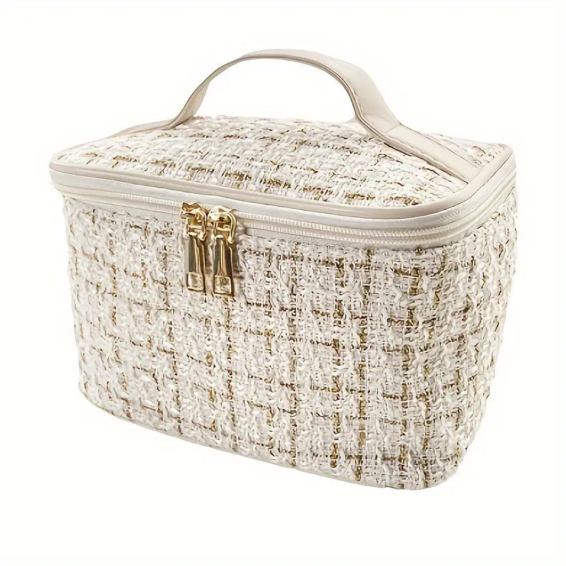 Elegante Geruite Cosmetica Tas - Grote Capaciteil - Mijn winkel