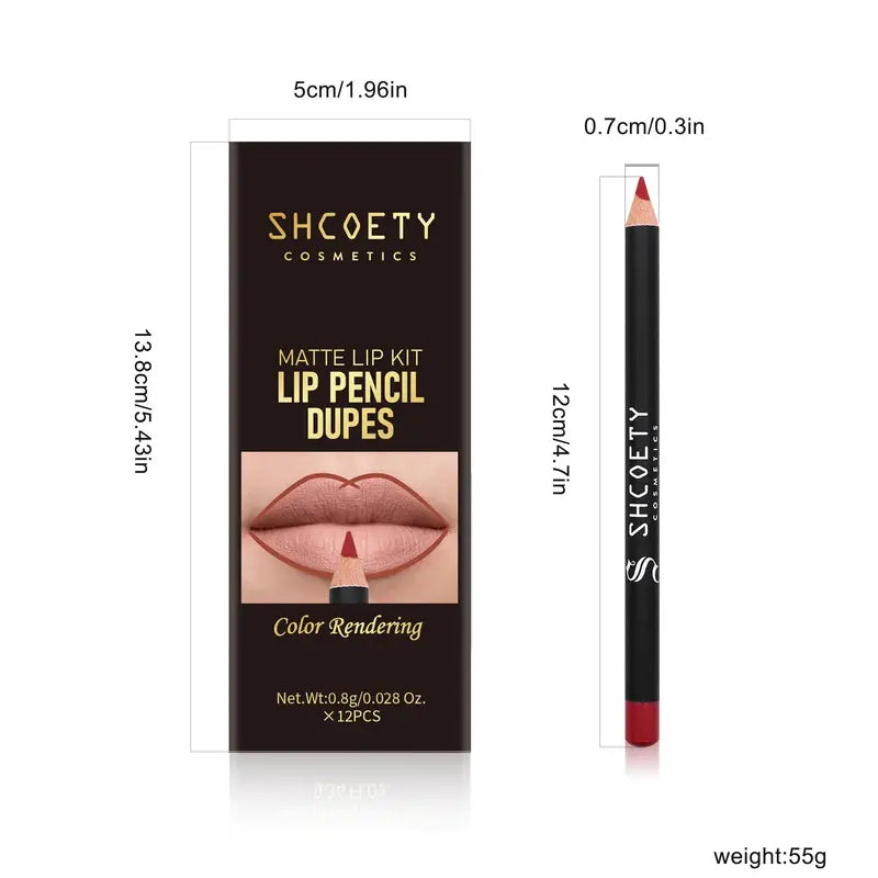 Set van 12 matte lippenstiften en lip liners - Mijn winkel