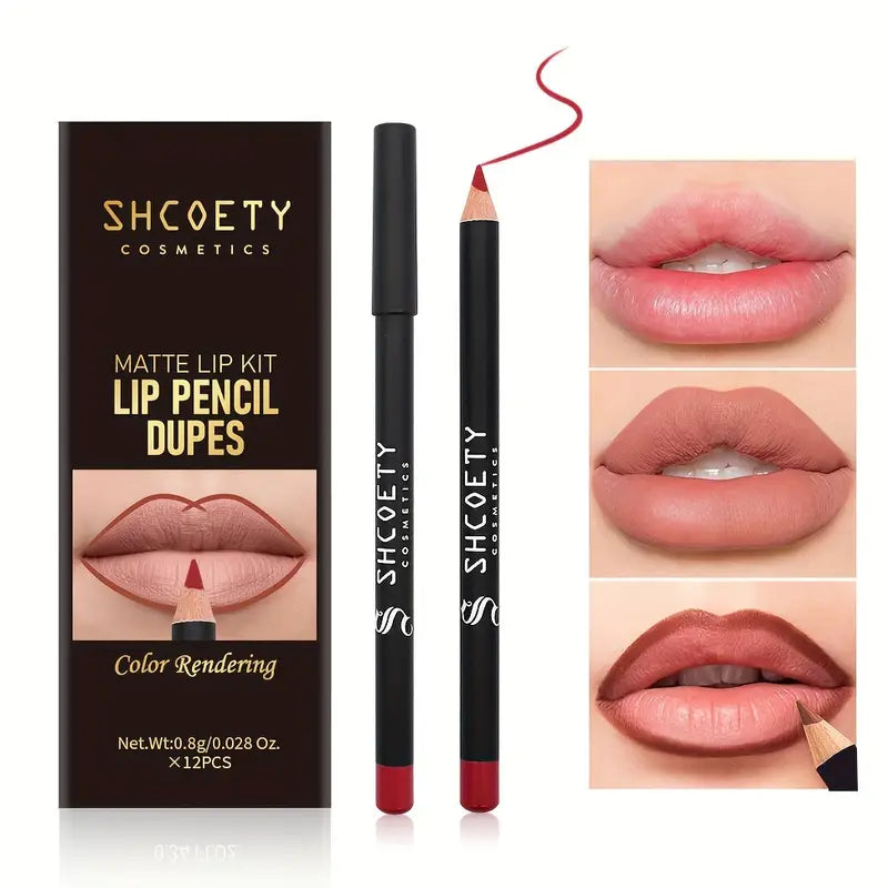 Set van 12 matte lippenstiften en lip liners - Mijn winkel