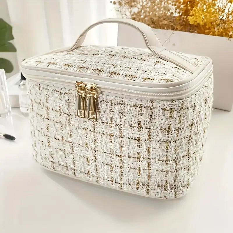Elegante Geruite Cosmetica Tas - Grote Capaciteil - Mijn winkel