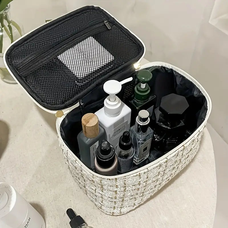 Elegante Geruite Cosmetica Tas - Grote Capaciteil - Mijn winkel