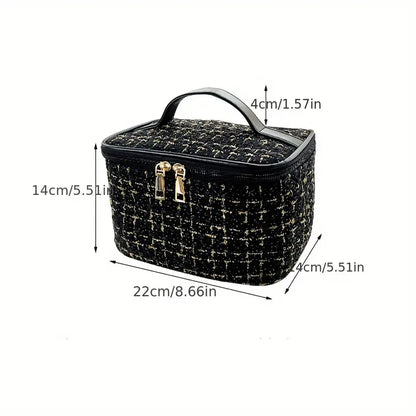 Elegante Geruite Cosmetica Tas - Grote Capaciteil - Mijn winkel