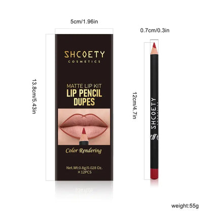 Set van 12 matte lippenstiften en lip liners - Mijn winkel
