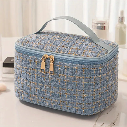 Elegante Geruite Cosmetica Tas - Grote Capaciteil - Mijn winkel